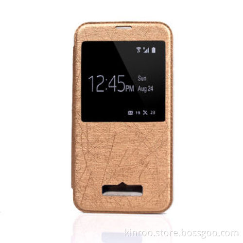 Wire drawing window case for Samsung S5 with transparent shell